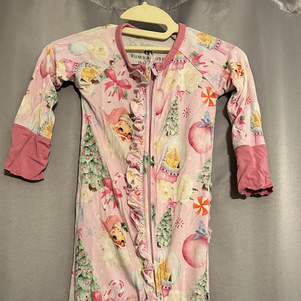 Bums and Roses Bamboo Pink Holiday Kids Pajamas